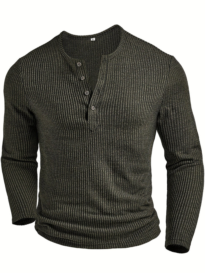 Malcolm | Ribbad långärmad Henley skjorta