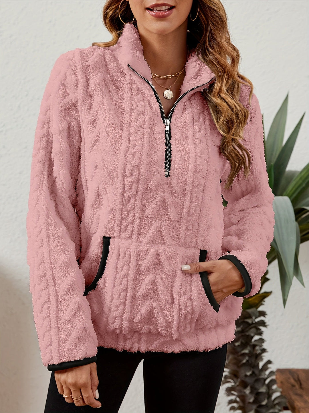 Thea | Texturerad Halv-Zip Pullover