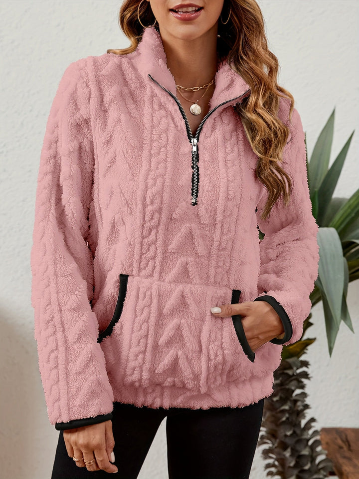 Thea | Texturerad Halv-Zip Pullover