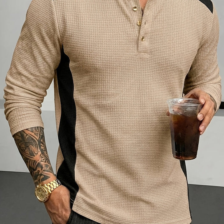Sawyer | Texturerad Kontrast Henley Skjorta