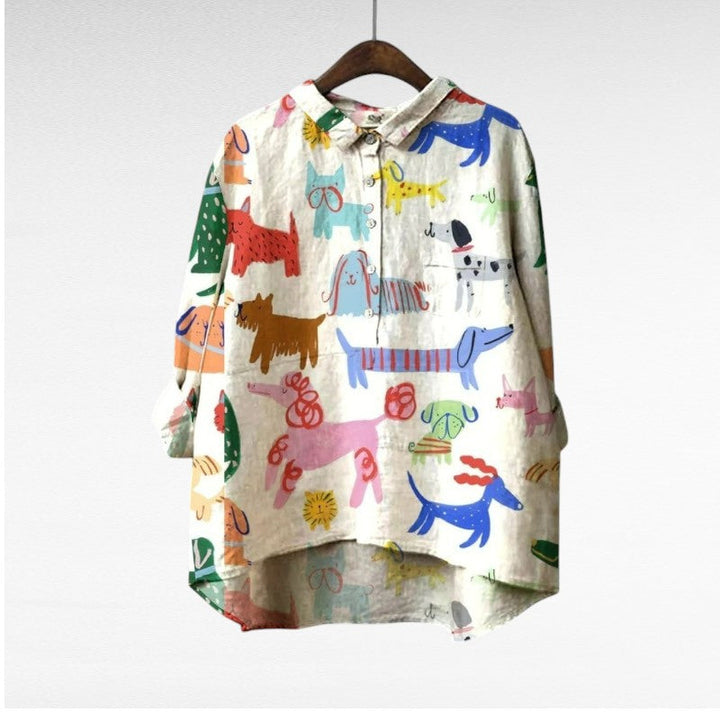 Briar | Stilig Blus med Hundtryck