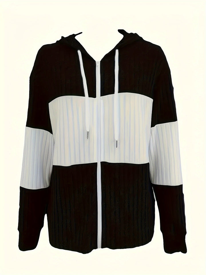 Tamara | Texturerad Huva Zip Jacka