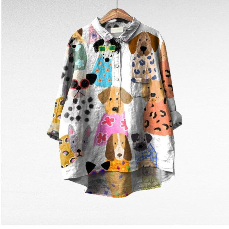Briar | Stilig Blus med Hundtryck