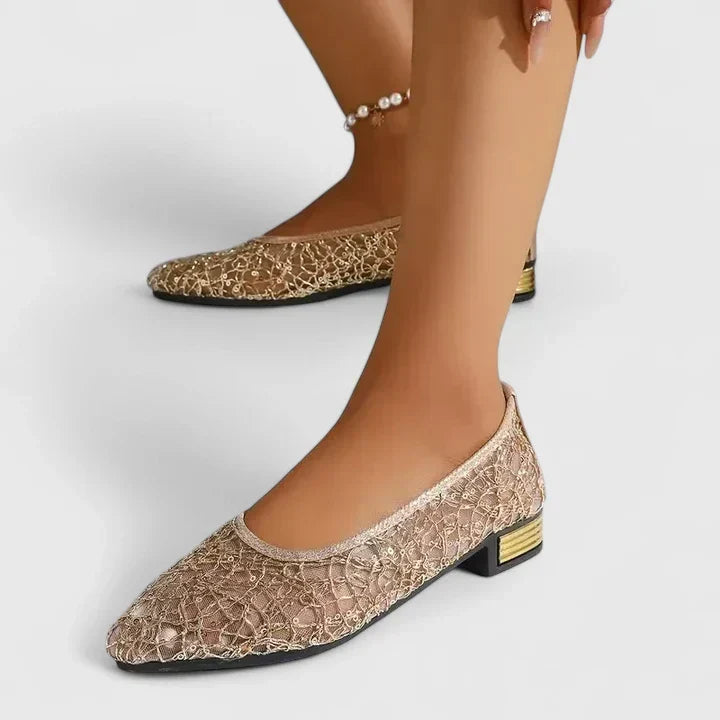 Camille | Texturerade Metalliska Ballerinaskor