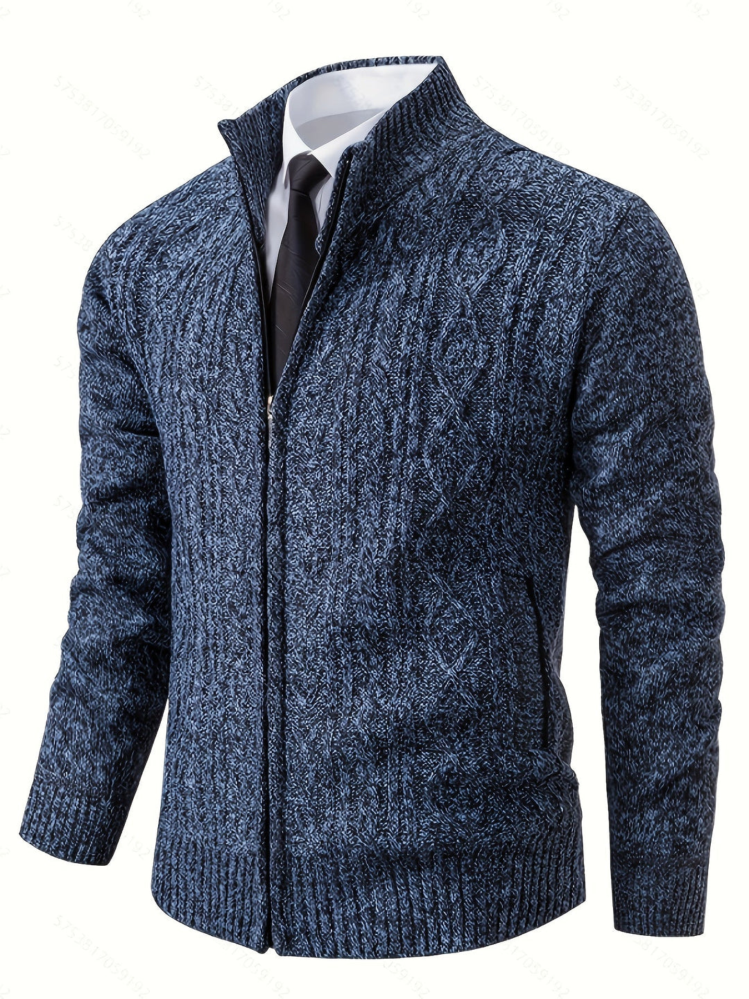 Edmund | Texturerad Ståkrage Zip Cardigan