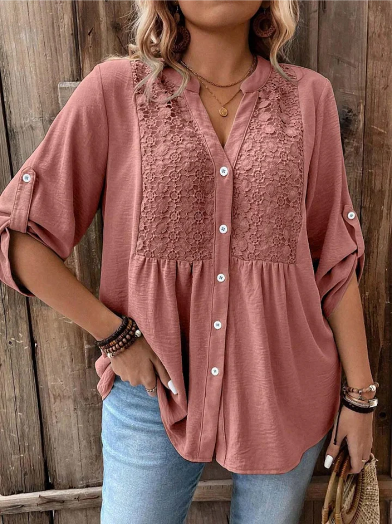 Marnie | Elegant Blus med Vid Ärmar och V-ringning