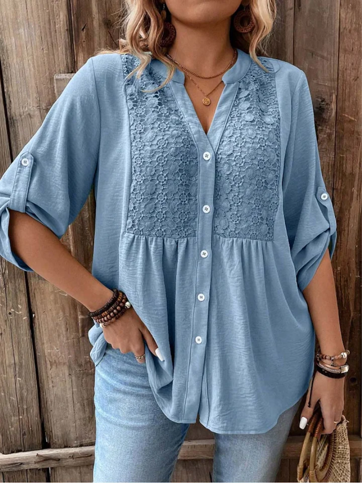 Marnie | Elegant Blus med Vid Ärmar och V-ringning