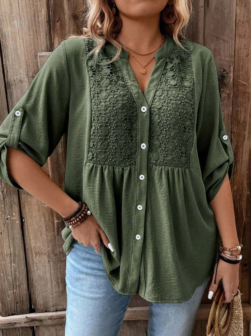 Marnie | Elegant Blus med Vid Ärmar och V-ringning