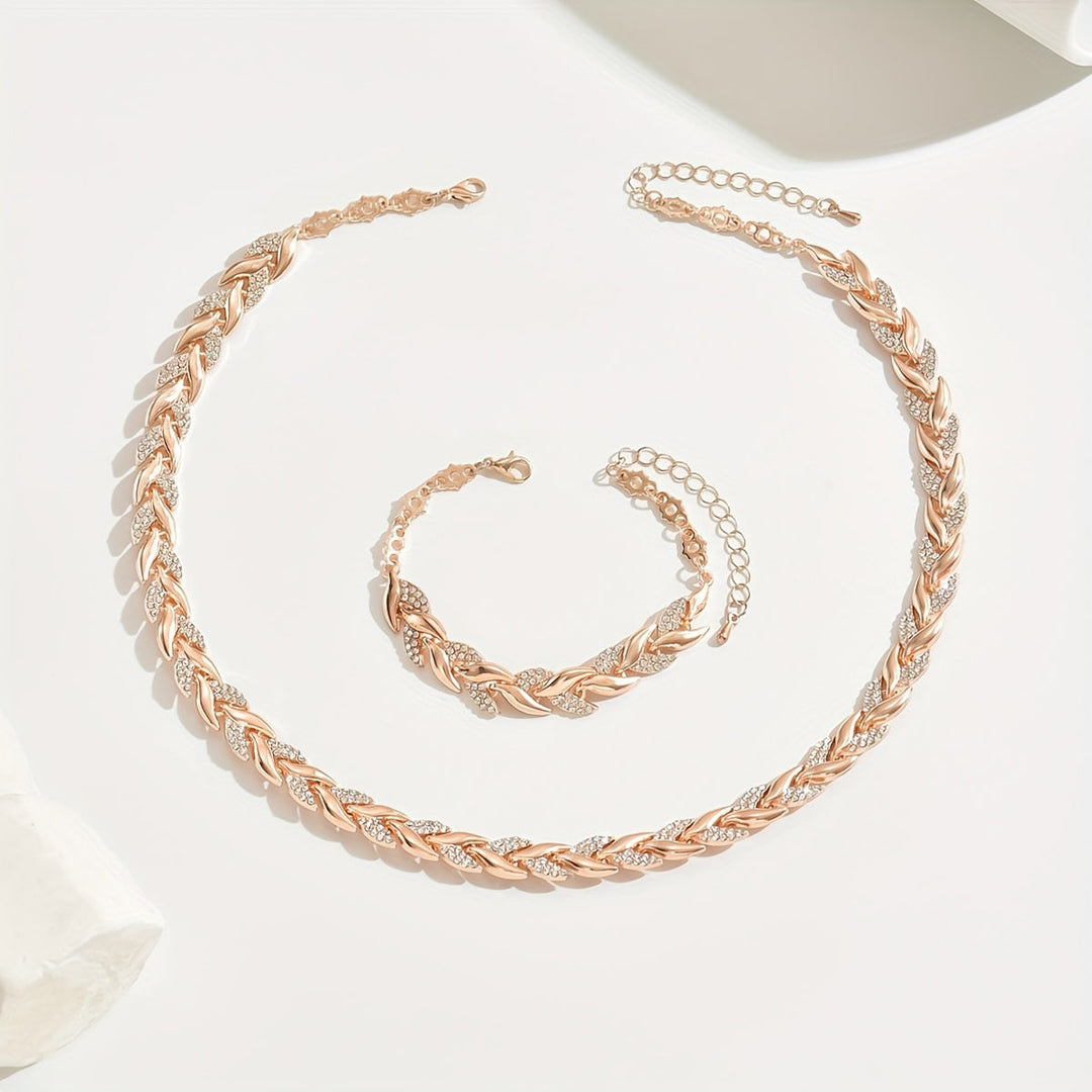 Delia | Glittrande Blad Smyckeset
