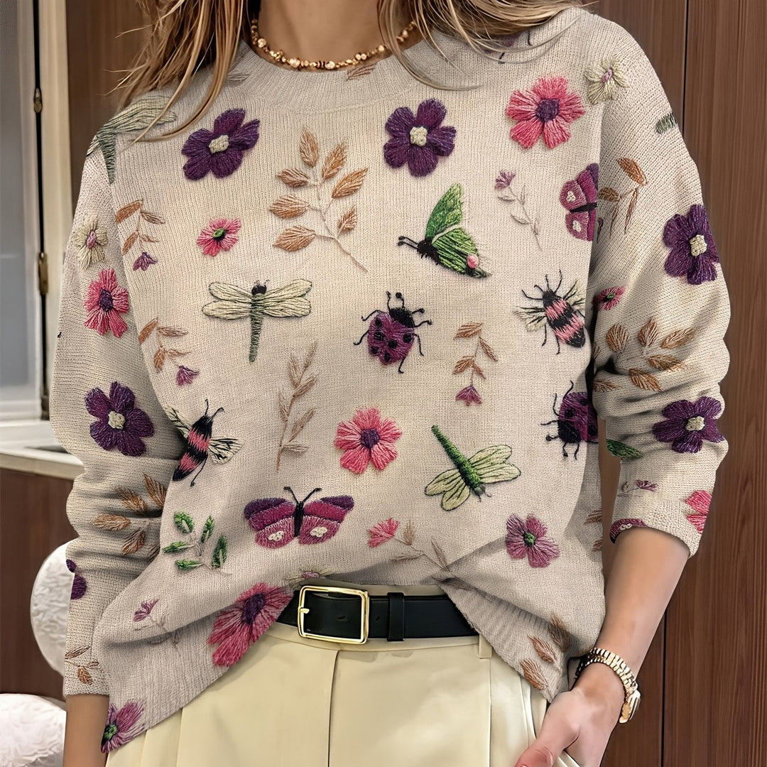 Meredith | Botanisk Tryck Crew Neck Tröja