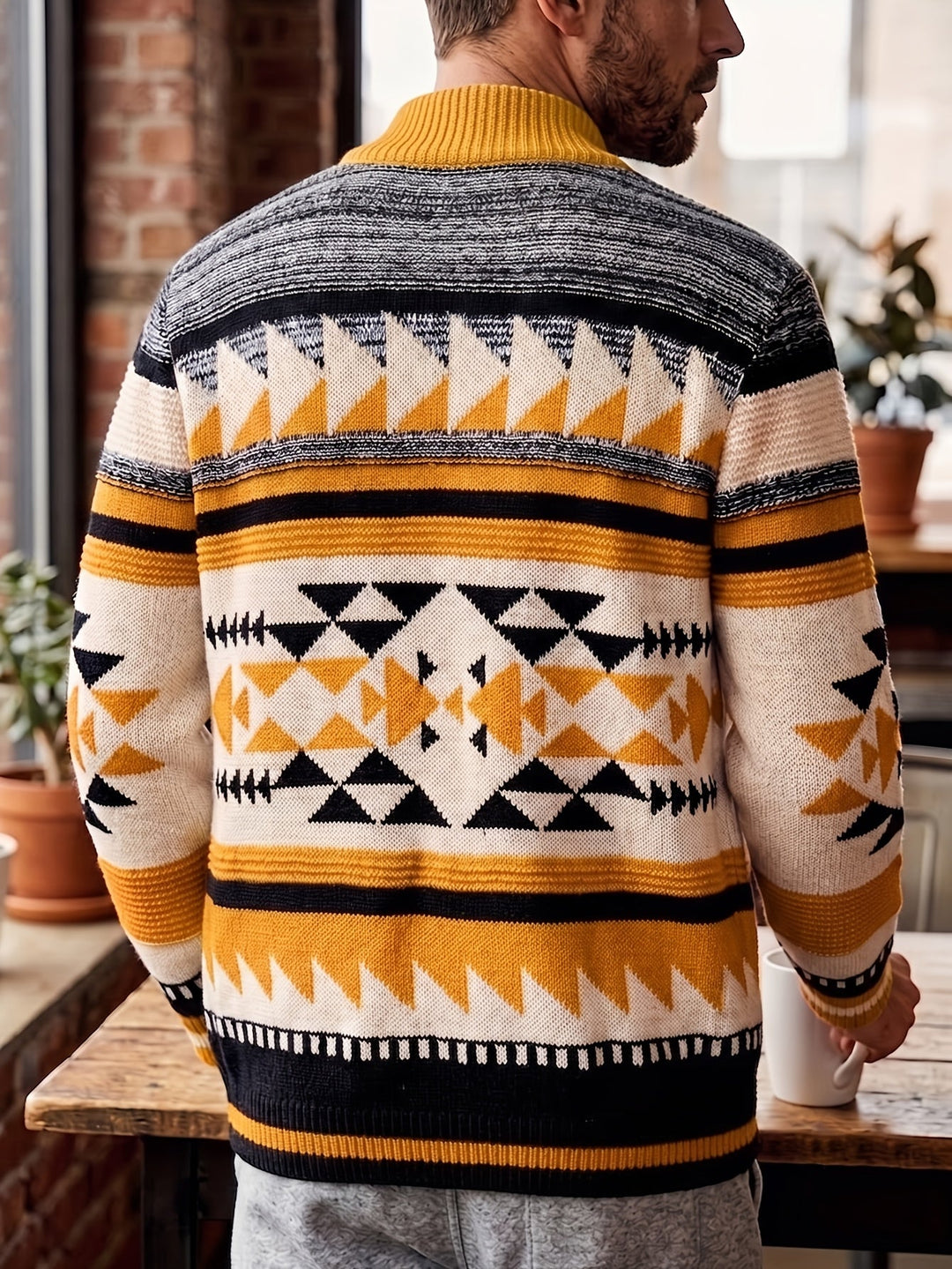 Rylan | Mönstrad Zip-Up Cardigan