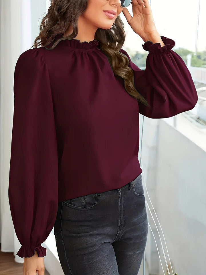 Katherine | Blus med Volangkrage och Puffärmar