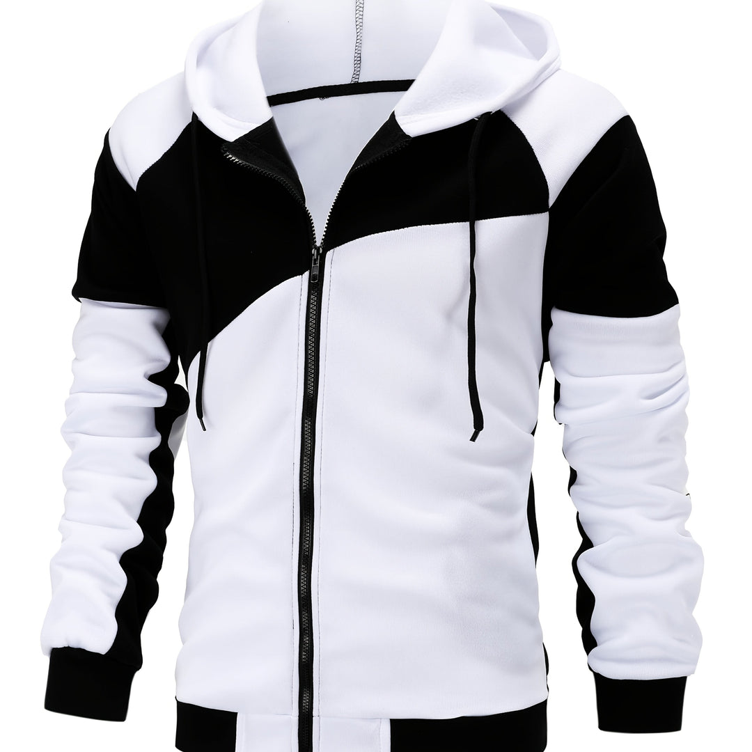 Xavier | Färgglad Block Zip-Up Hoodie-jacka