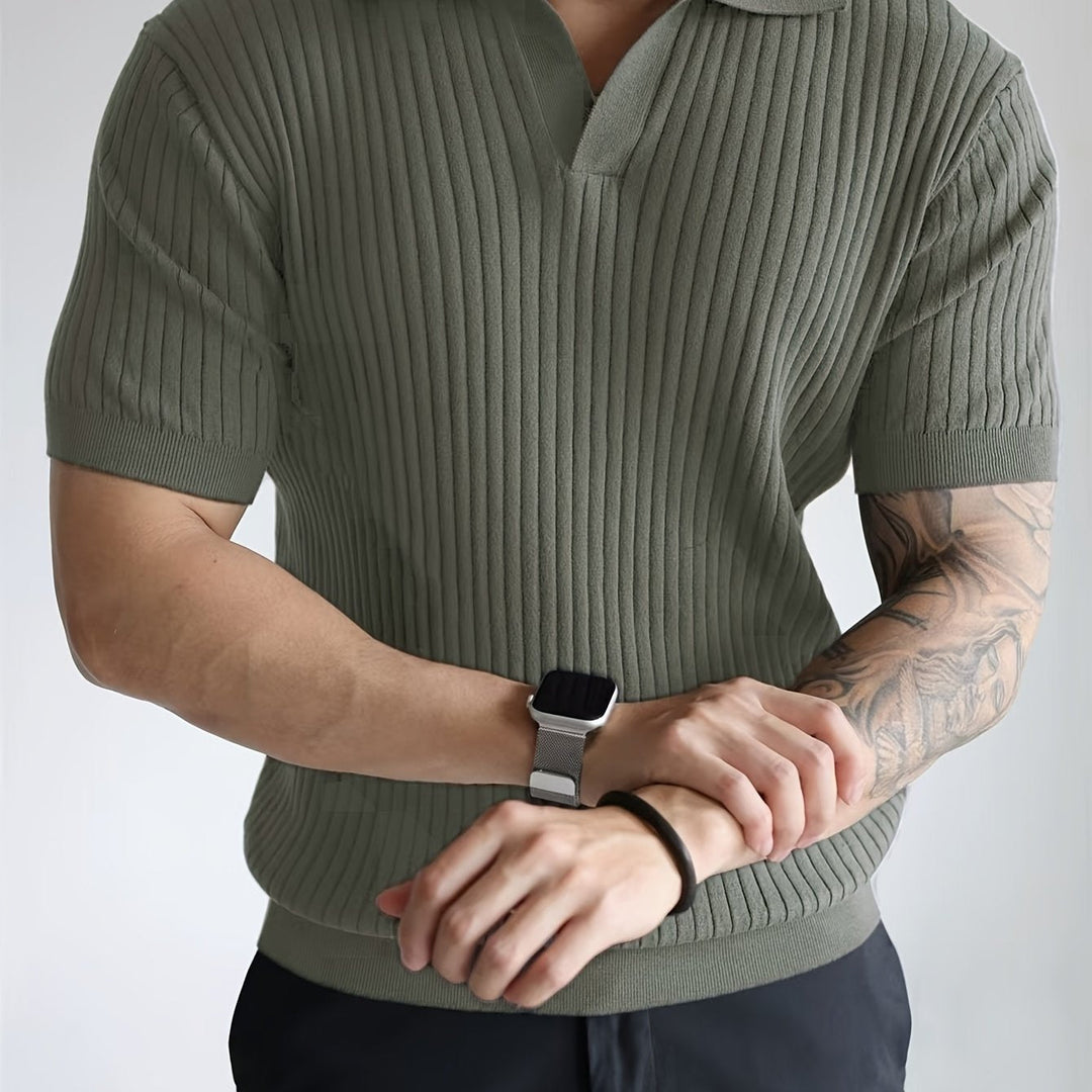 Maxwell | Ribbad Öppen-Krage Polo T-shirt