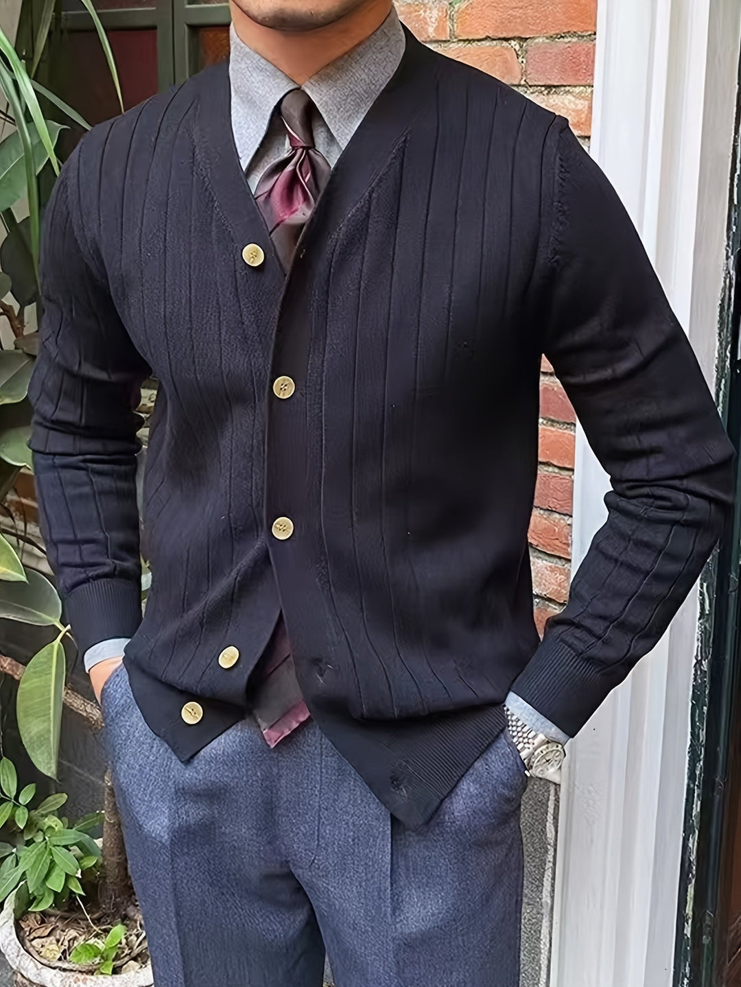 Alistair | Ribbade Knapp-up Cardigan
