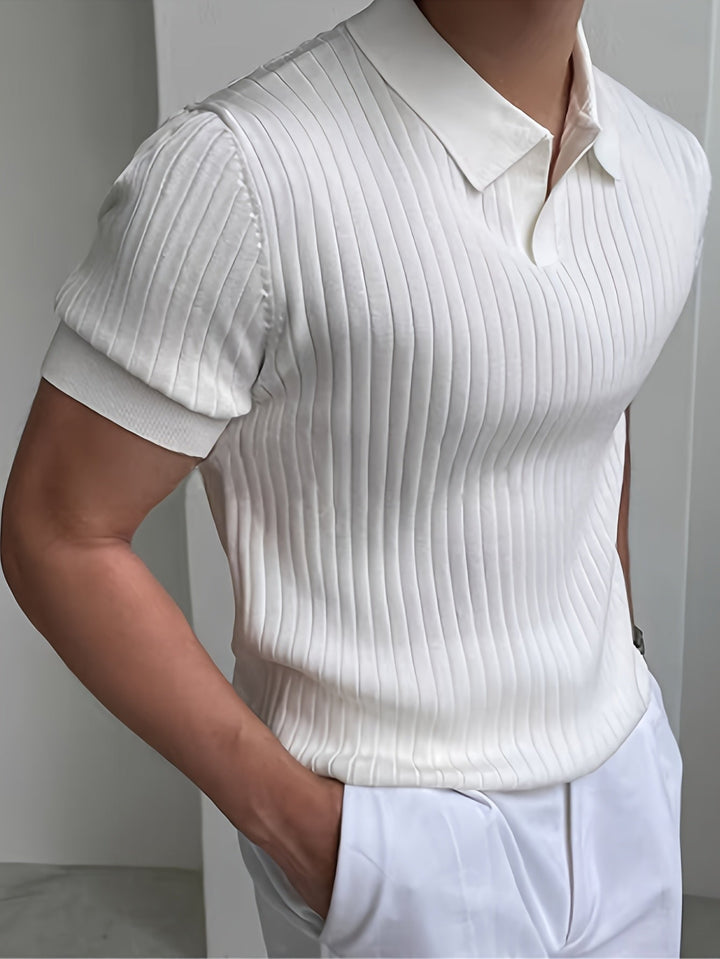 Maxwell | Ribbad Öppen-Krage Polo T-shirt