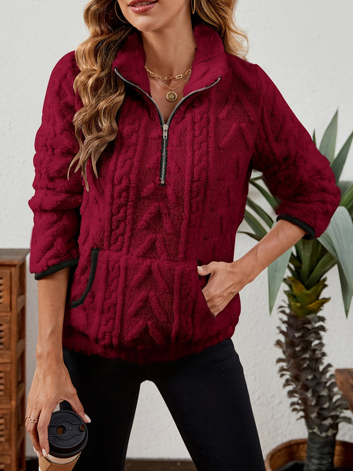 Thea | Texturerad Halv-Zip Pullover