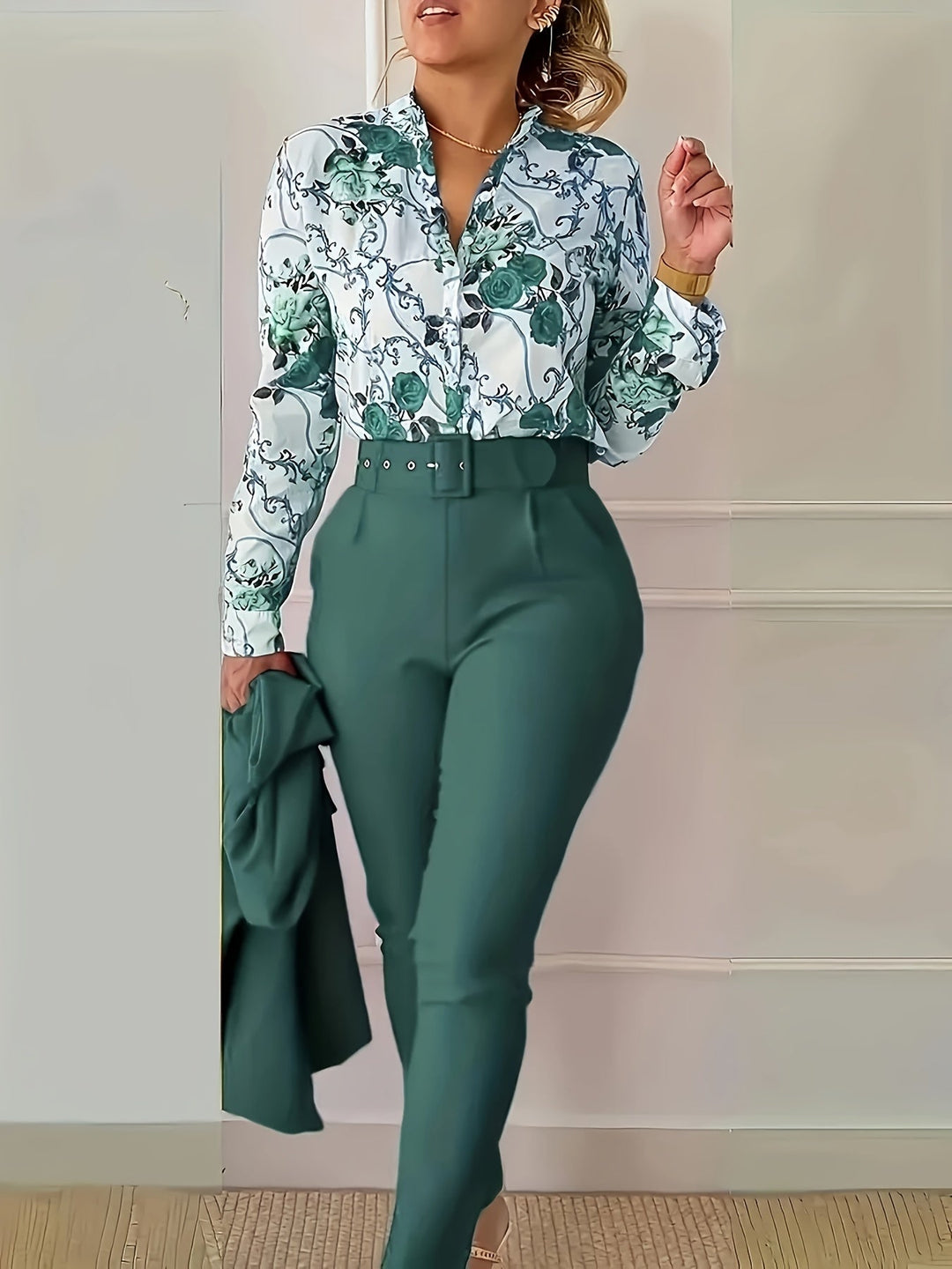 Marlene | Elegant Blommig Tvådelad Set
