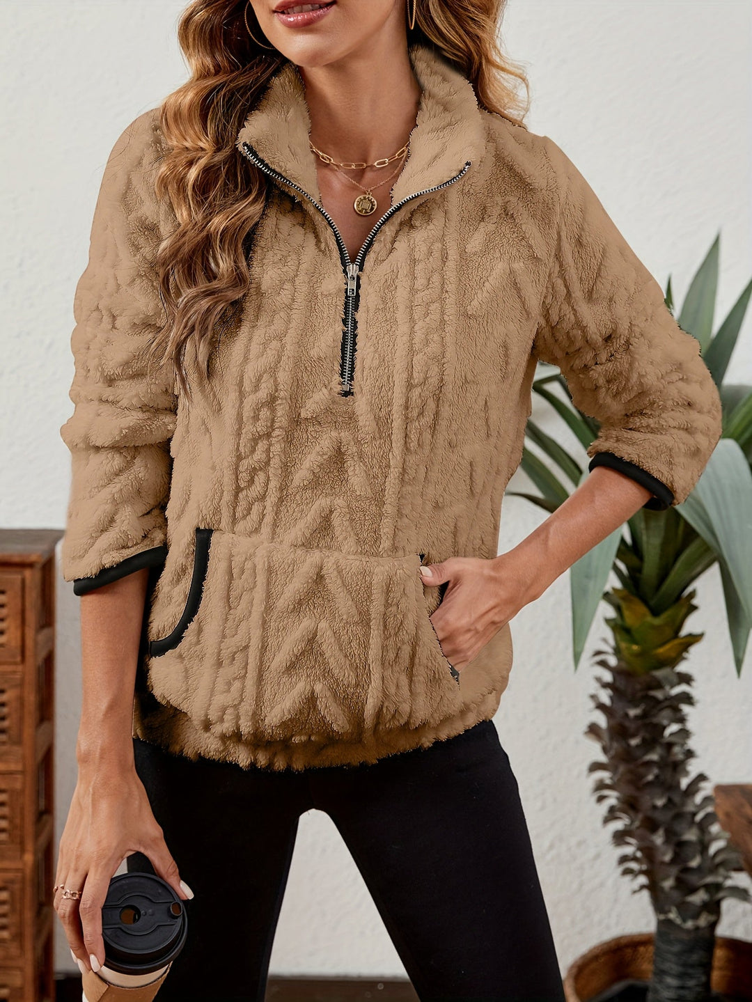 Thea | Texturerad Halv-Zip Pullover
