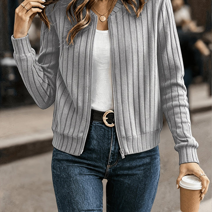 Sloane | Raffinerad Ribbad Zip-Up Jacka