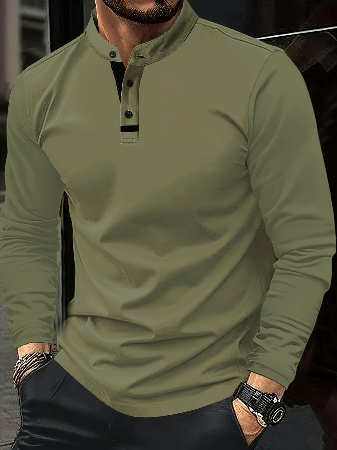 Reginald | Raffinerad långärmad Henley-tröja