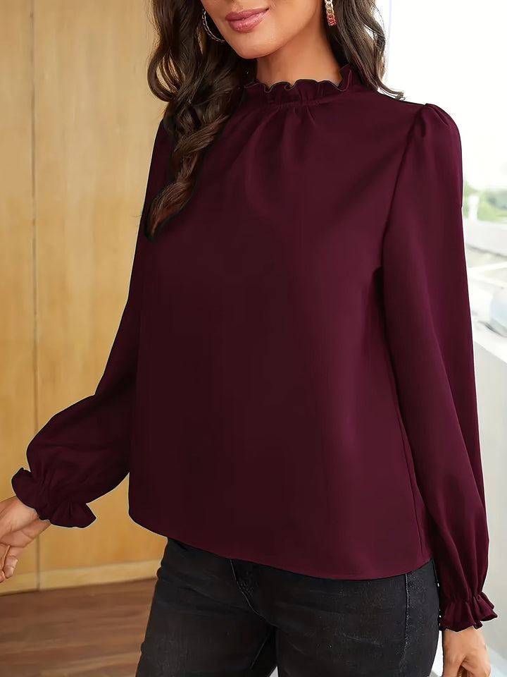 Katherine | Blus med Volangkrage och Puffärmar