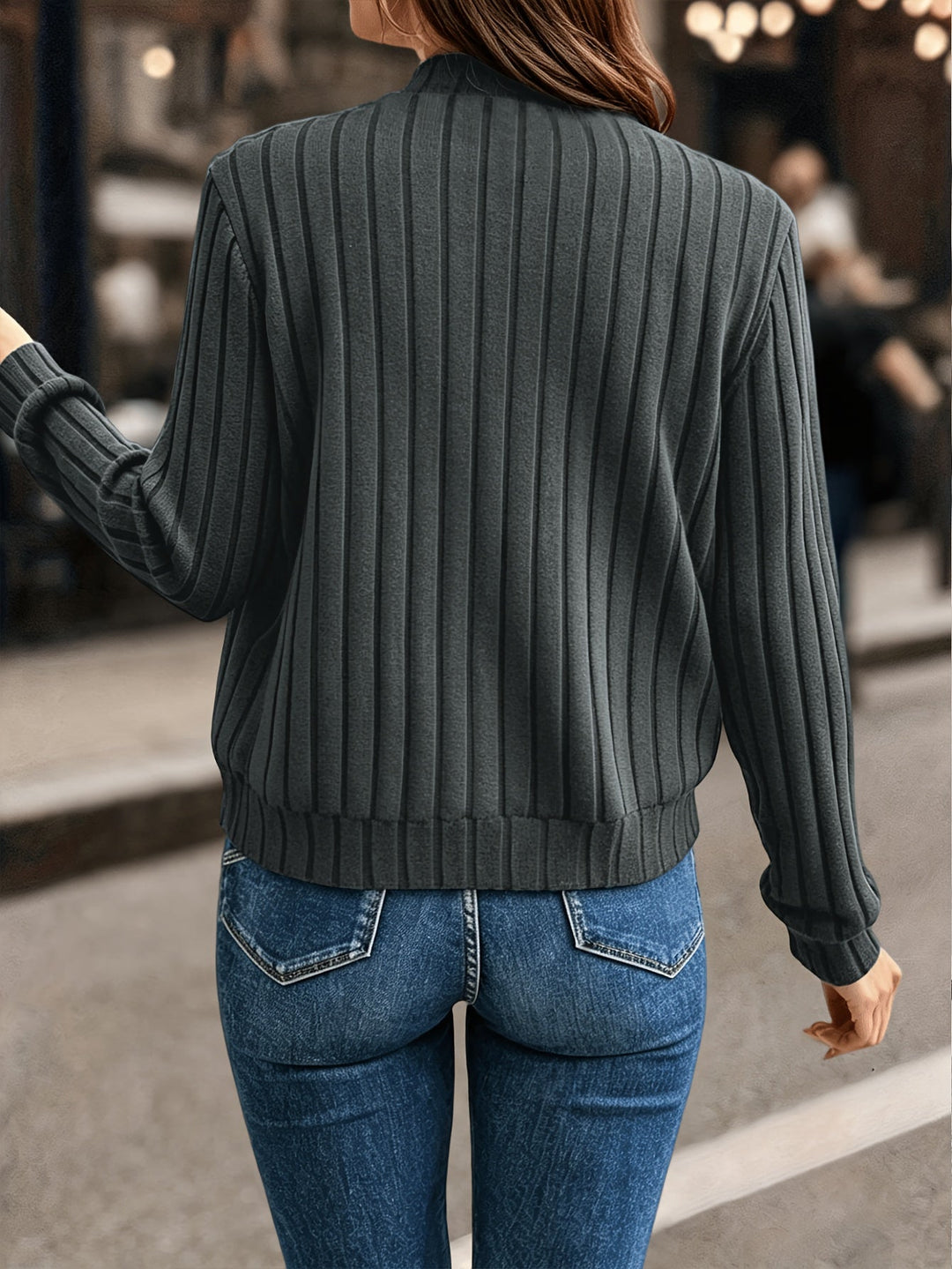 Sloane | Raffinerad Ribbad Zip-Up Jacka