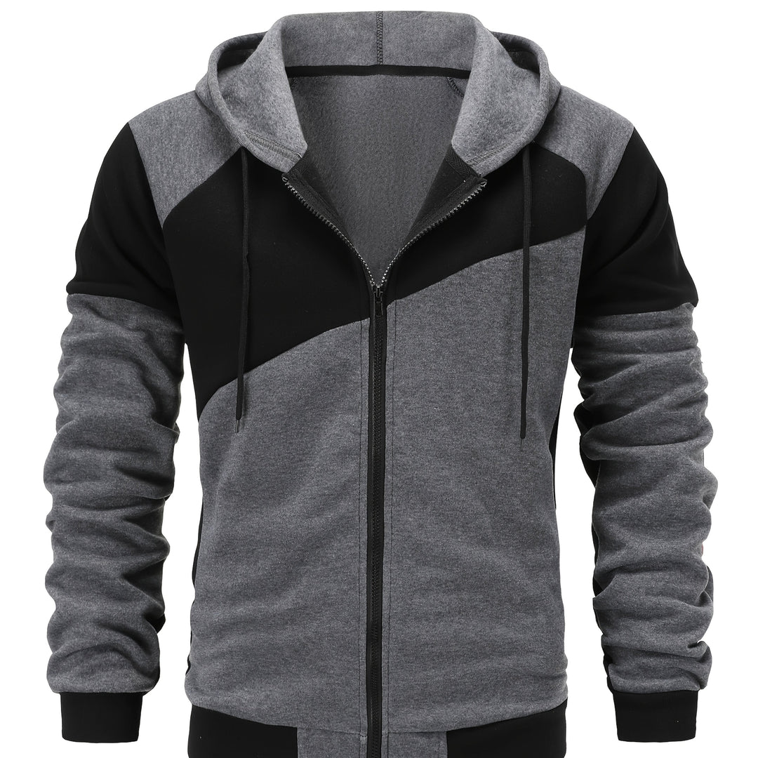 Xavier | Färgglad Block Zip-Up Hoodie-jacka