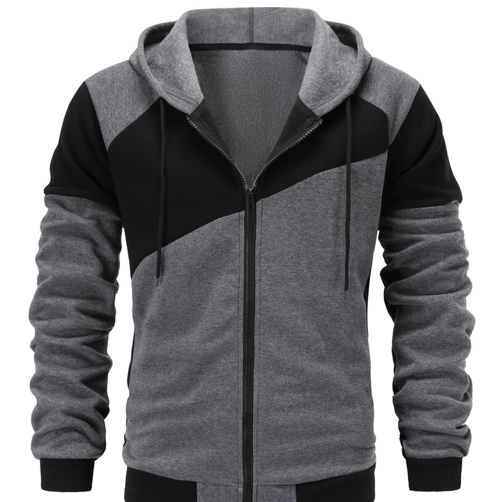 Xavier | Färgglad Block Zip-Up Hoodie-jacka