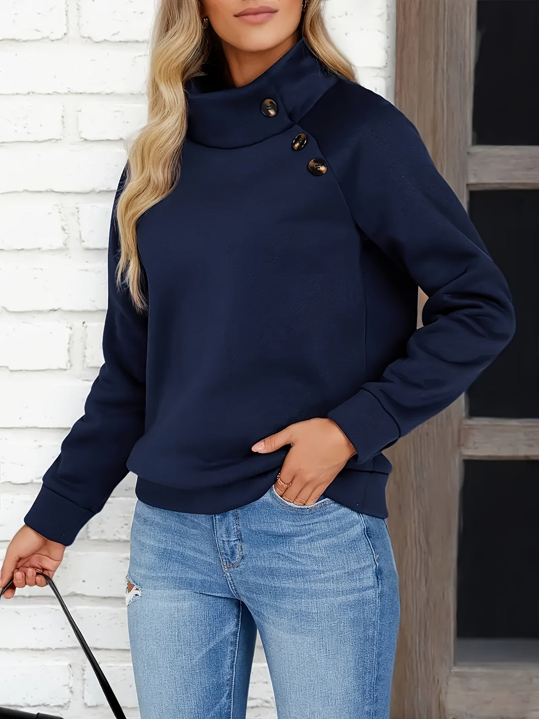 Heidi | Sweatshirt med knapppanel och ställbar krage