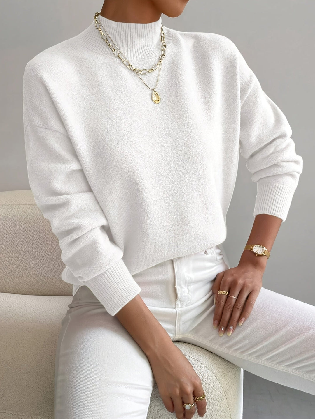 Simone | Avslappnad Mock Neck Jumper
