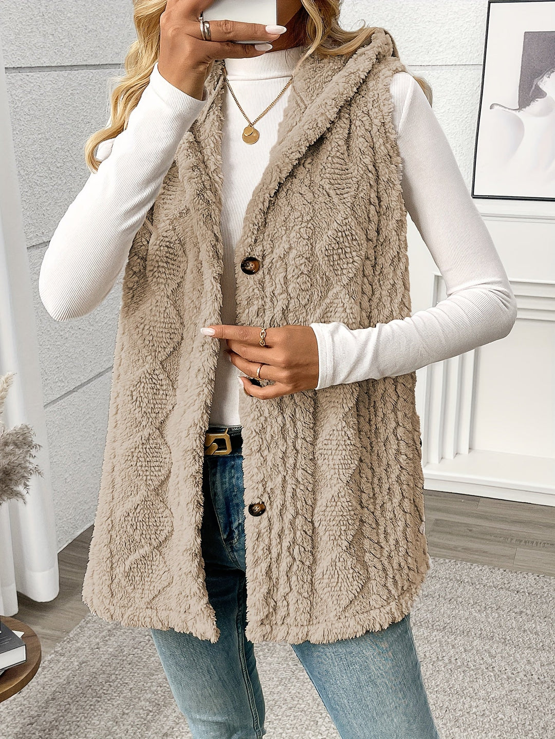 Coralie | Texturerad Hooded Gilet