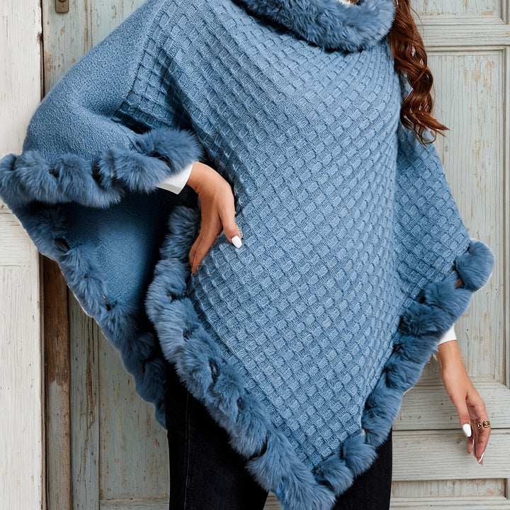 Rosabel | Mysig Poncho med Pälsdetaljer