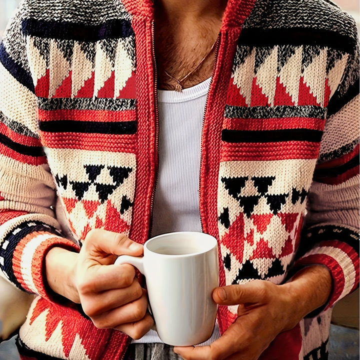 Rylan | Mönstrad Zip-Up Cardigan