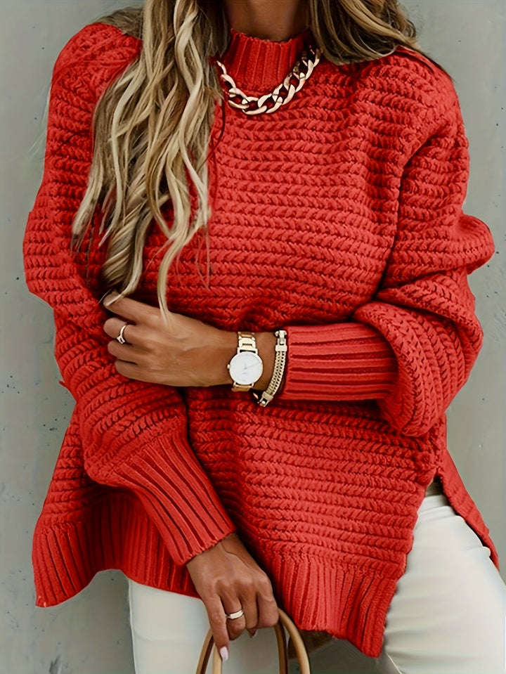 Faye | Texturerad Höghalssweater