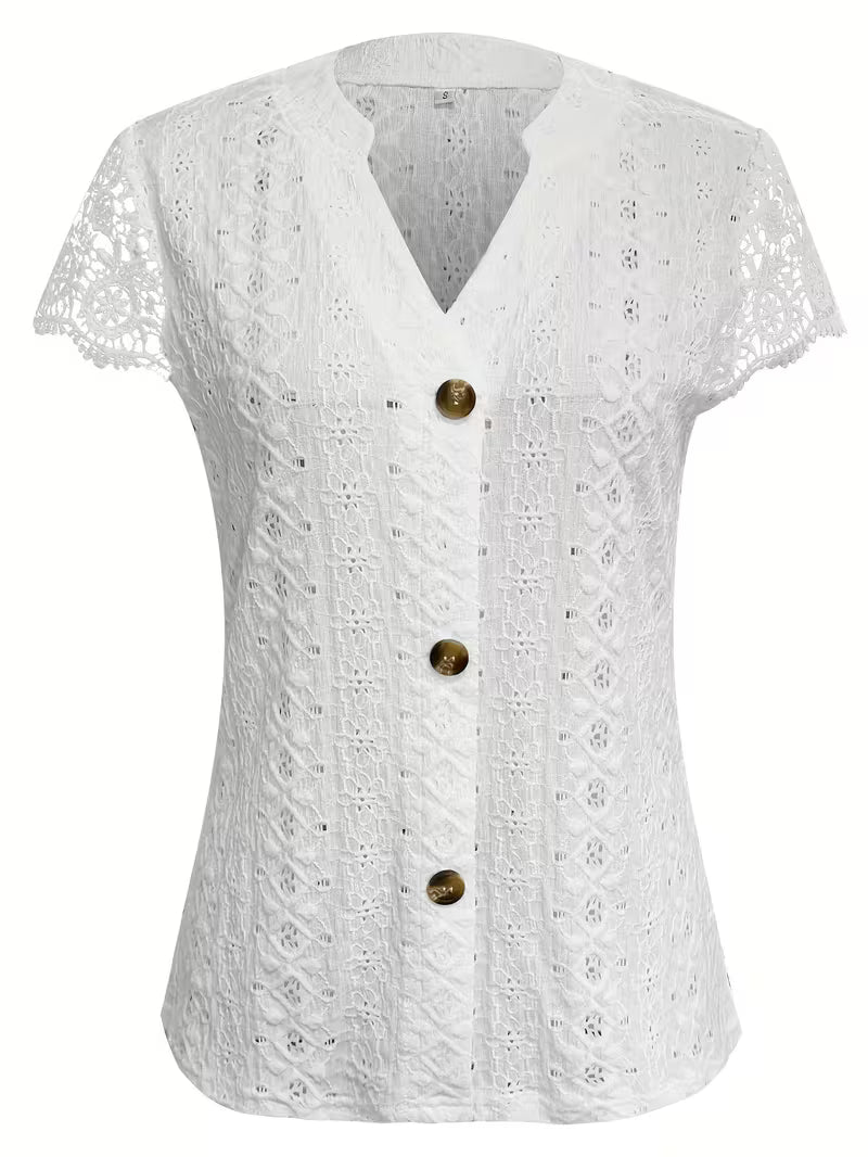 Debbie | Elegant Knapp V-Hals T-shirt