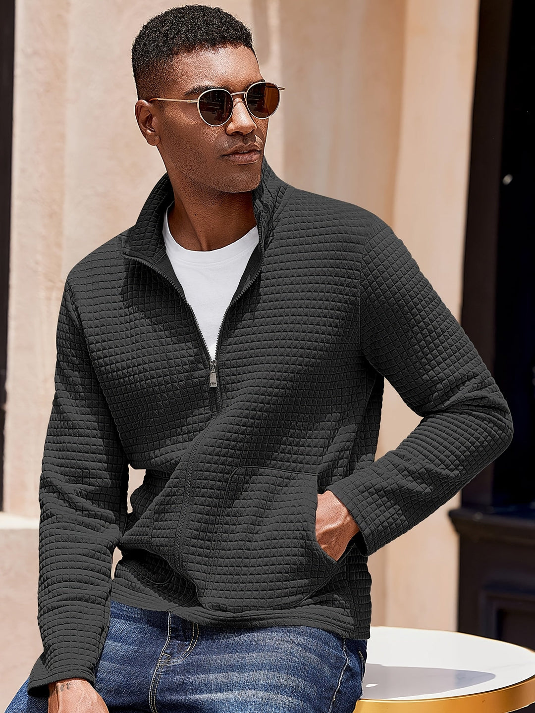 Tobias | Texturerad Zip-Up Jacka
