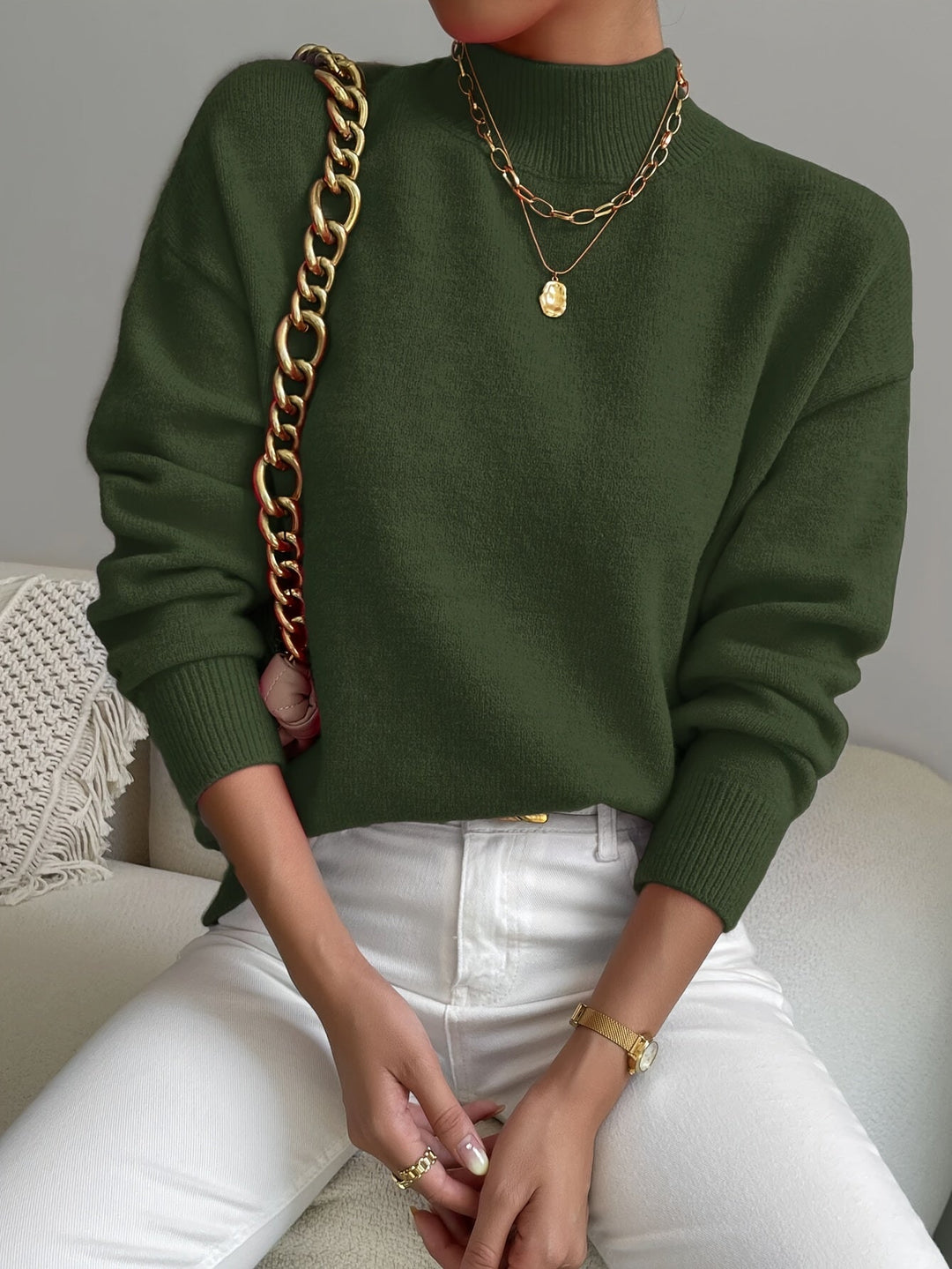 Simone | Avslappnad Mock Neck Jumper