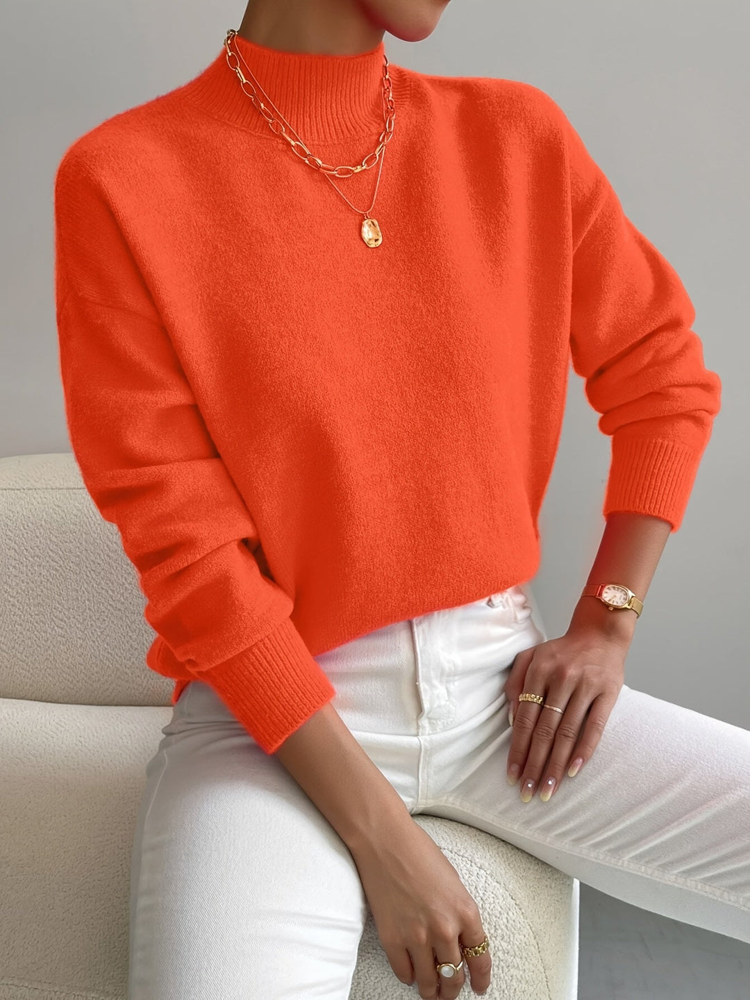 Simone | Avslappnad Mock Neck Jumper