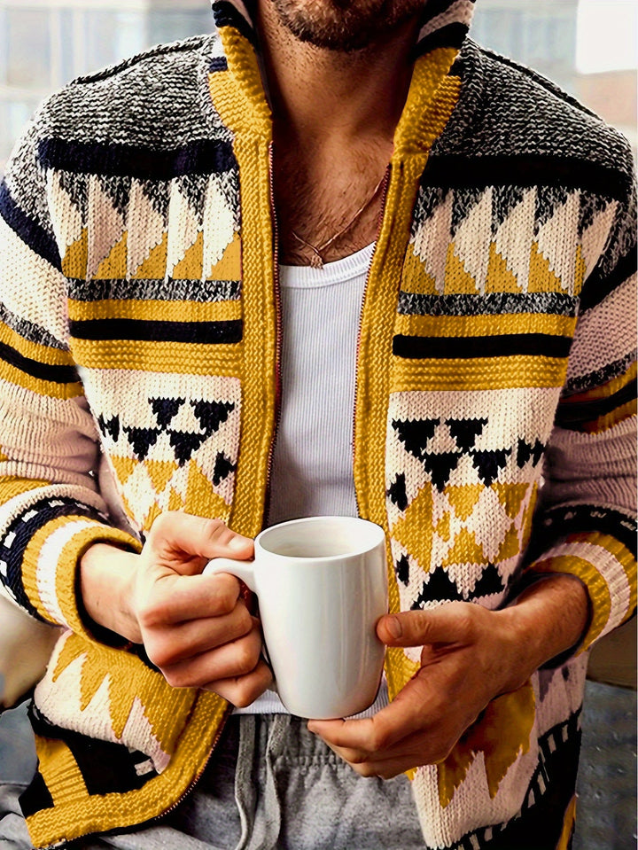 Rylan | Mönstrad Zip-Up Cardigan