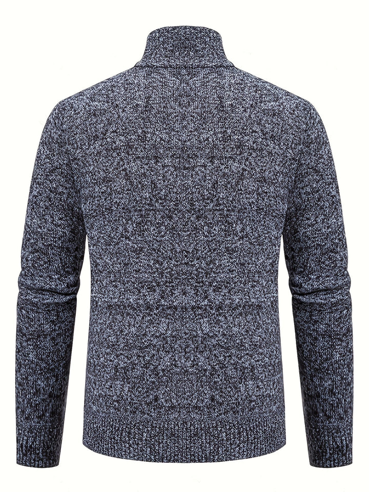 Edmund | Texturerad Ståkrage Zip Cardigan