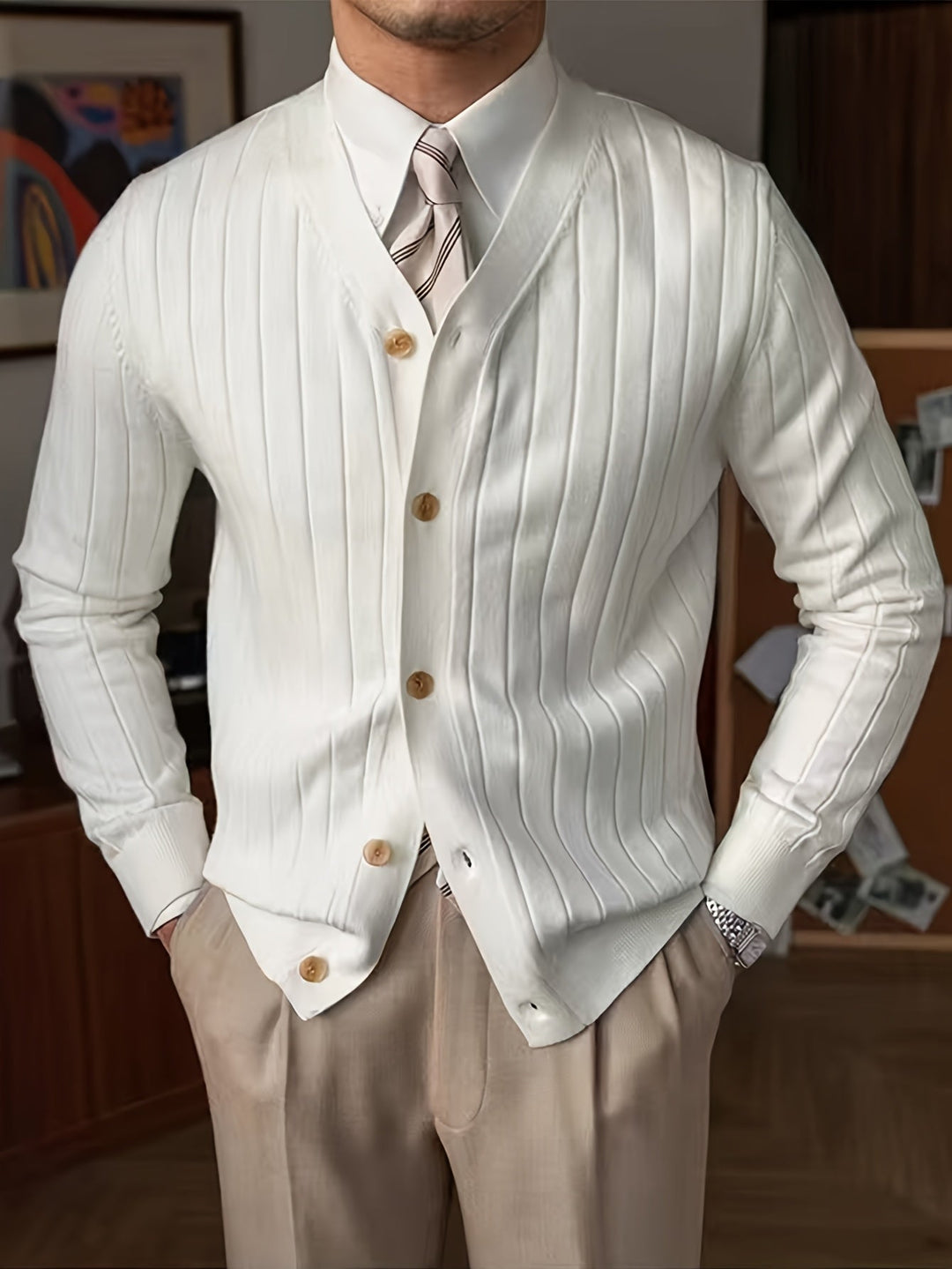 Alistair | Ribbade Knapp-up Cardigan