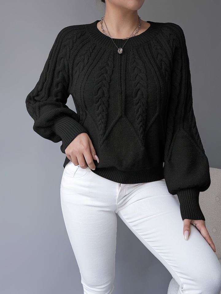 Odette | Kabelstickad Lantern Sleeve Tröja