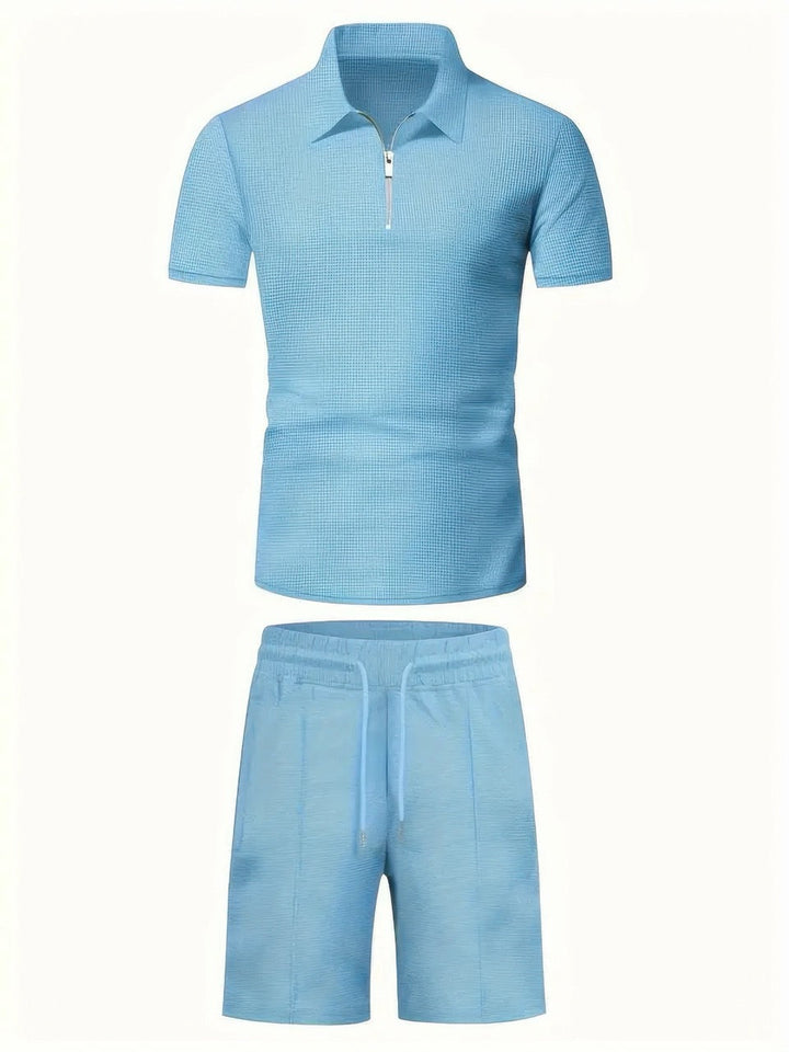 Stuart | Klassisk Dragkedja Skjorta och Shorts Set