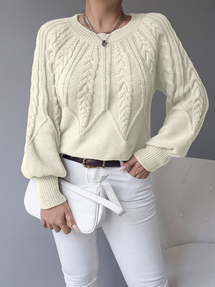 Odette | Kabelstickad Lantern Sleeve Tröja
