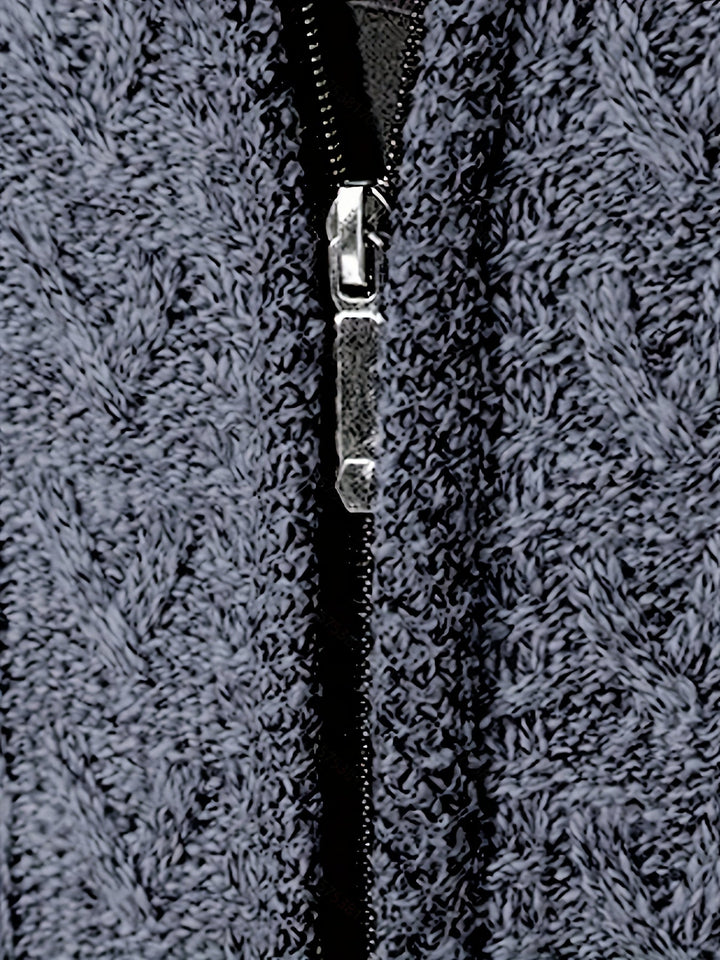 Edmund | Texturerad Ståkrage Zip Cardigan