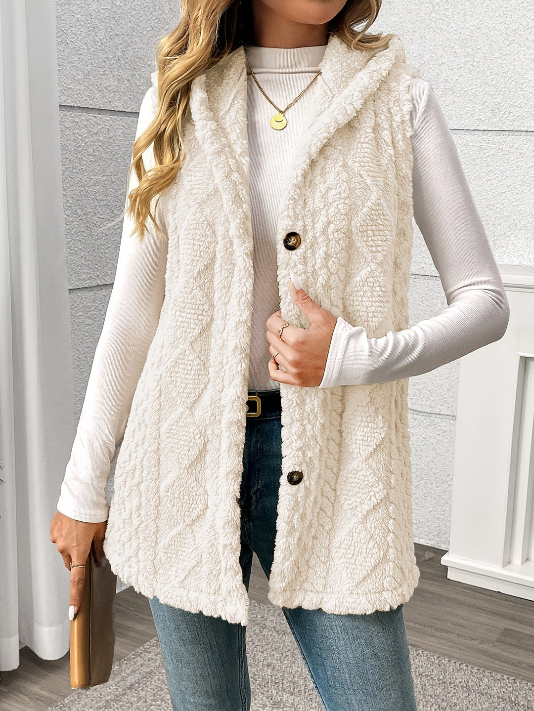 Coralie | Texturerad Hooded Gilet