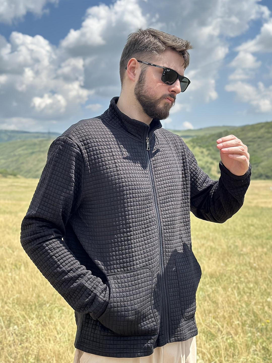 Tobias | Texturerad Zip-Up Jacka