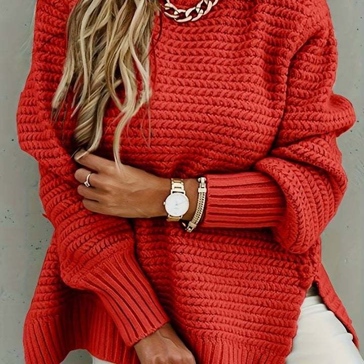 Faye | Texturerad Höghalssweater