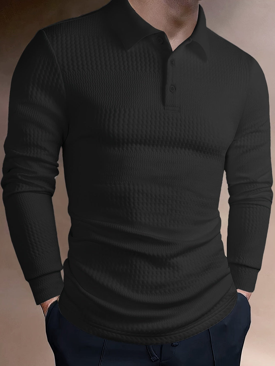 Clifford | Texturerad långärmad polo